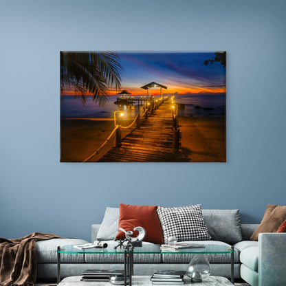 Warm Sunset Wooden Pier Koh Kood Island Thailand Wall Art Decor 100% Australian Made - Bella Home Decor