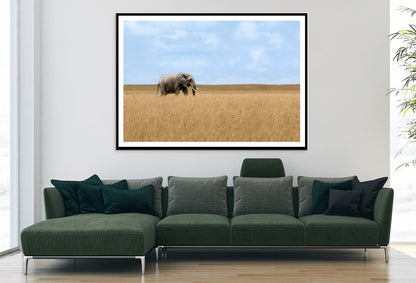 Elephant Walking Through Tall Grass in a Field Home Decor Premium Quality Poster Print Choose Your Sizes - Bella Home Decor