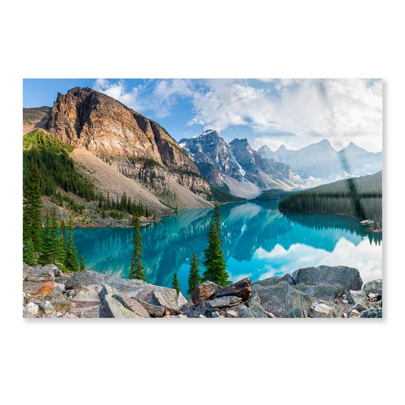 Turquoise Moraine Lake in The Canadian Rockies  Acrylic Glass Print Tempered Glass Wall Art 100% Made in Australia Ready to Hang