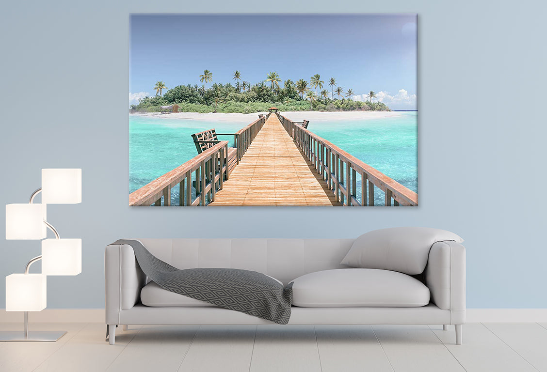 Tropical Destination Maldives Pier Print 100% Australian Made