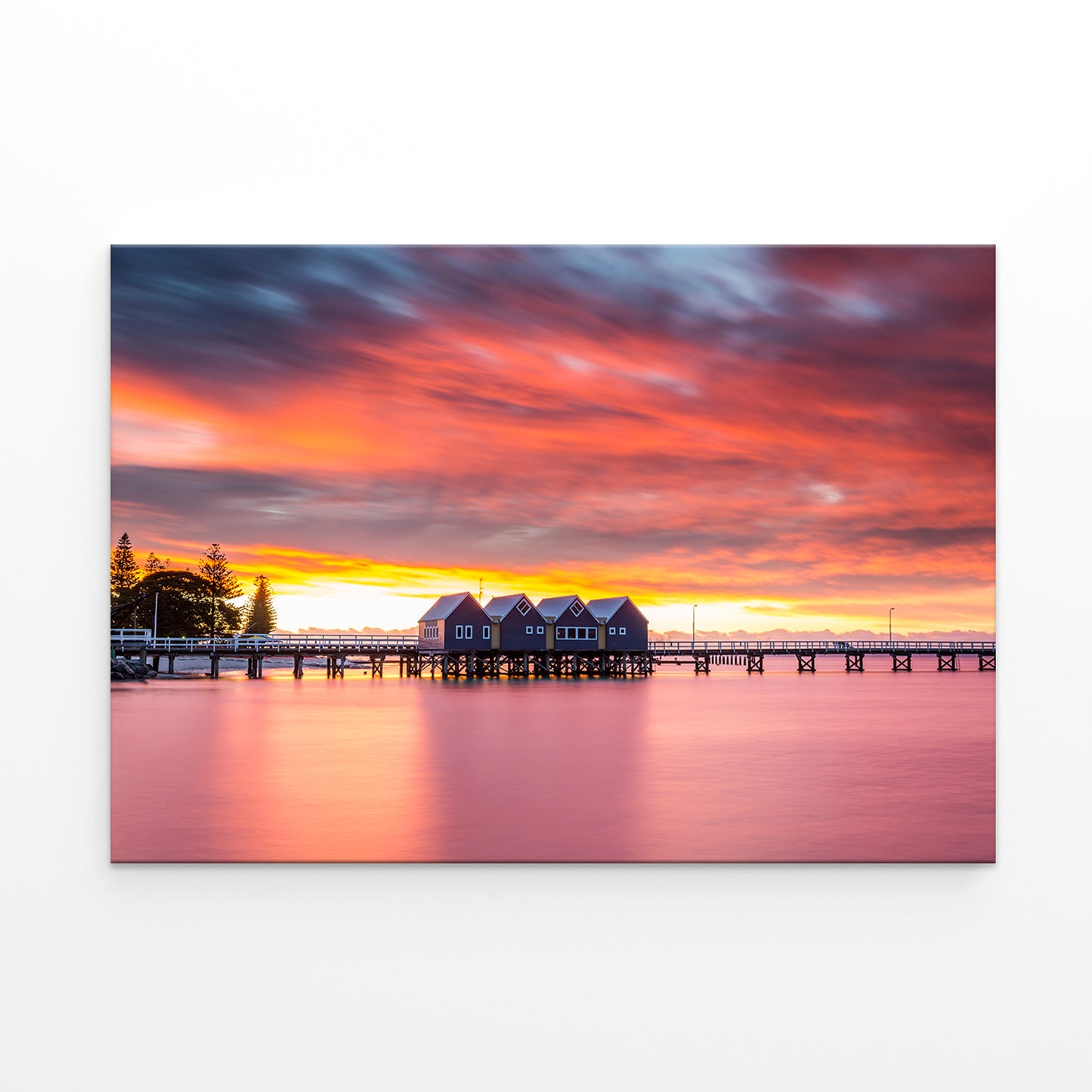 Busselton Jetty Western Australia Fiery Sunset Wall Art Decor 100% Australian Made