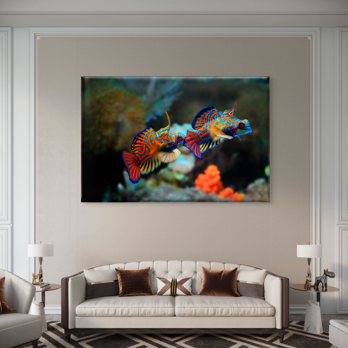 Vibrant Mandarin Dragonet Fish Pair Wall Art Decor 100% Australian Made