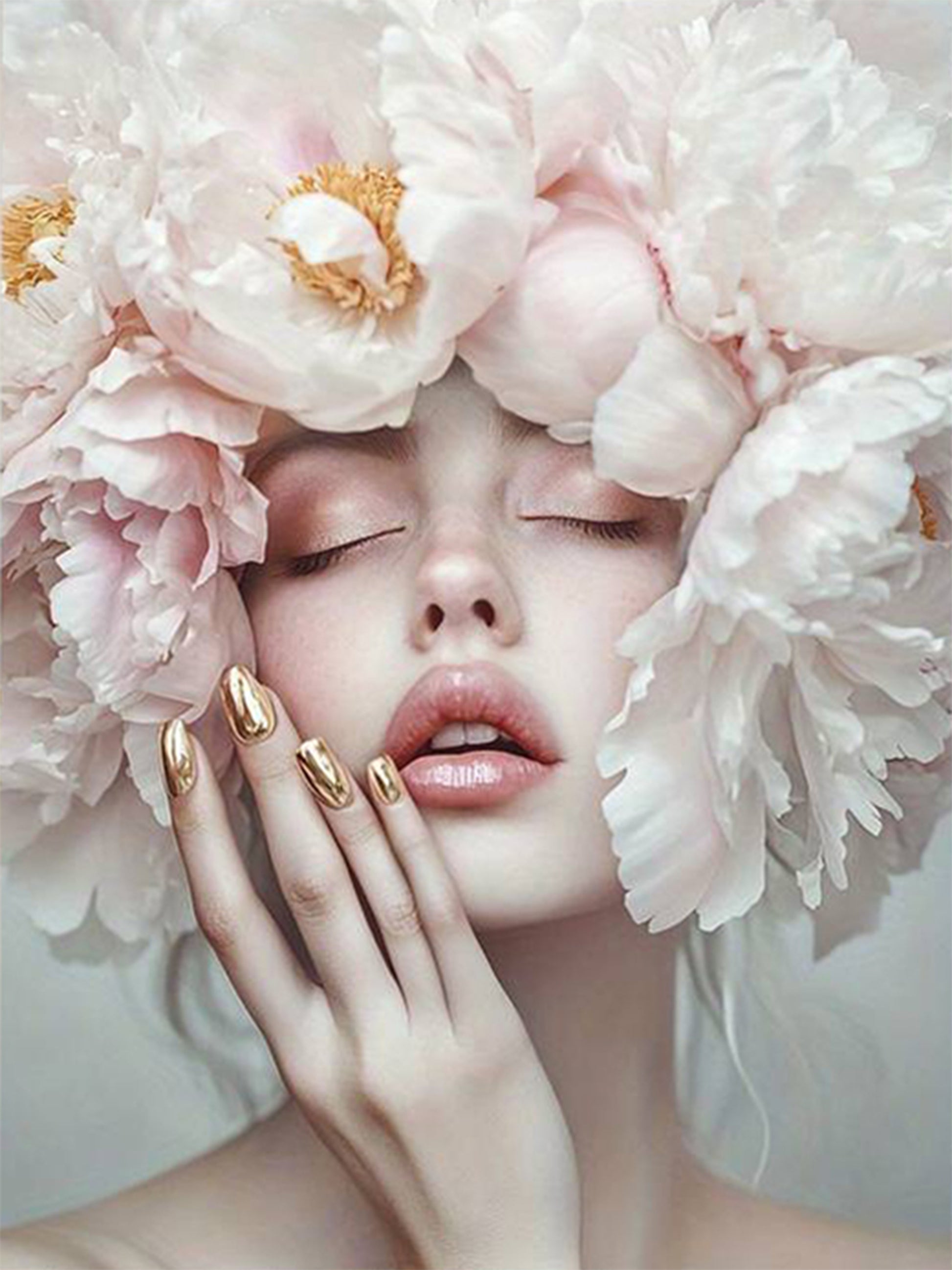 Elegant Neutral Pink Floral Crown Woman Fashion Home Decor Premium Quality Poster Print Choose Your Sizes - Bella Home Decor