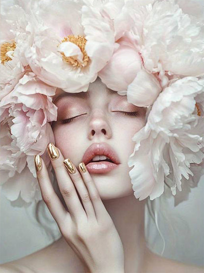 Elegant Neutral Pink Floral Crown Woman Fashion Home Decor Premium Quality Poster Print Choose Your Sizes - Bella Home Decor