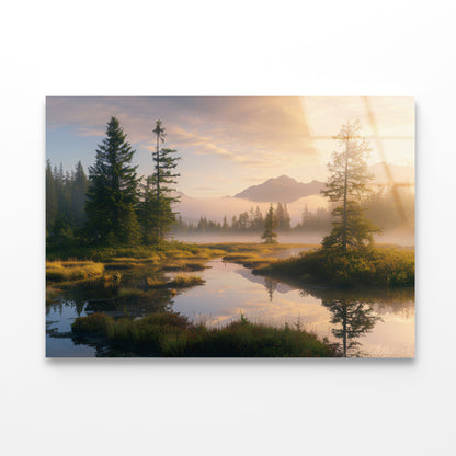 View at Heather Meadow with Mountains Acrylic Glass Print Tempered Glass Wall Art 100% Made in Australia Ready to Hang - Bella Home Decor