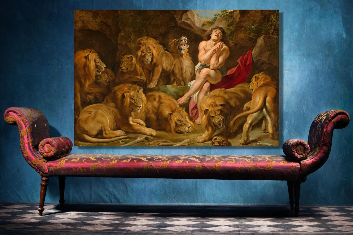 Daniel In The Lion's Den UV Direct Aluminum Print Australian Made Quality