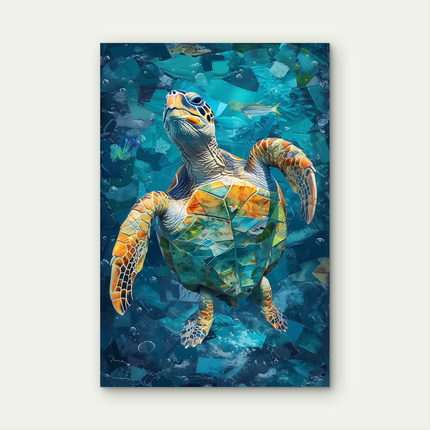 Wildlife Collage Art Turtle Animal Pet Portraits 60x90cm Metal Print Ready to Hang