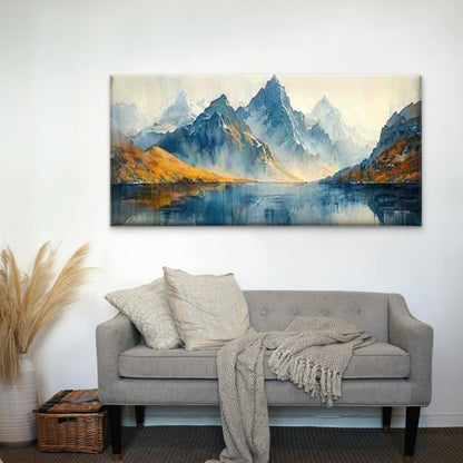 Winter Mountain Landscape Wall Art Canvas Office Home Room Framed 120x60cm - Bella Home Decor