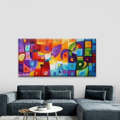 Abstract Colorful Block Design Wall Art Canvas Office Home Room Framed 120x60cm