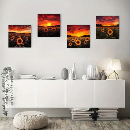 4pcs Sunflower Room Decor Wall Art Canvas Framed