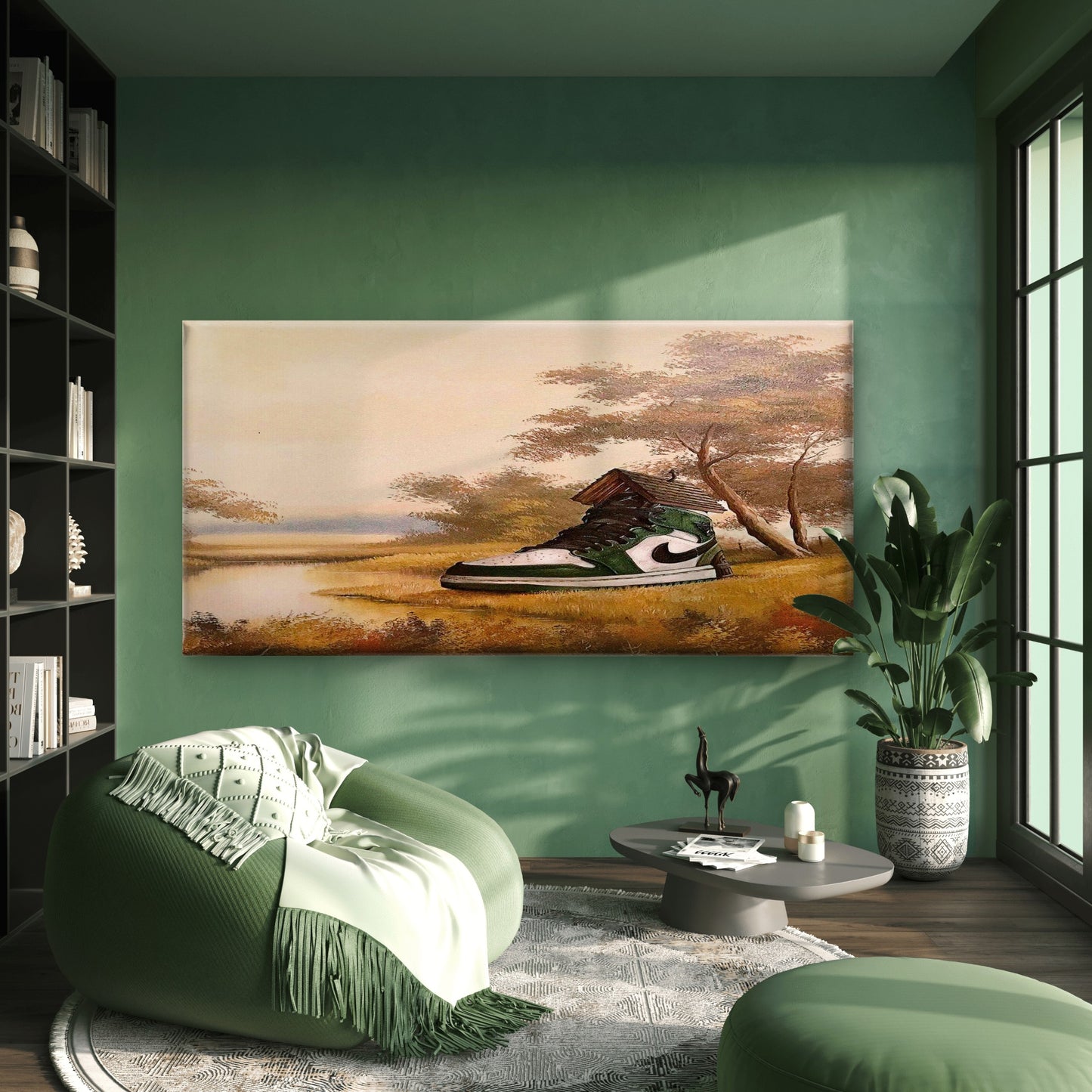Surreal Sneaker Cottage Wall Art Canvas Office Home Room Framed 120x60cm