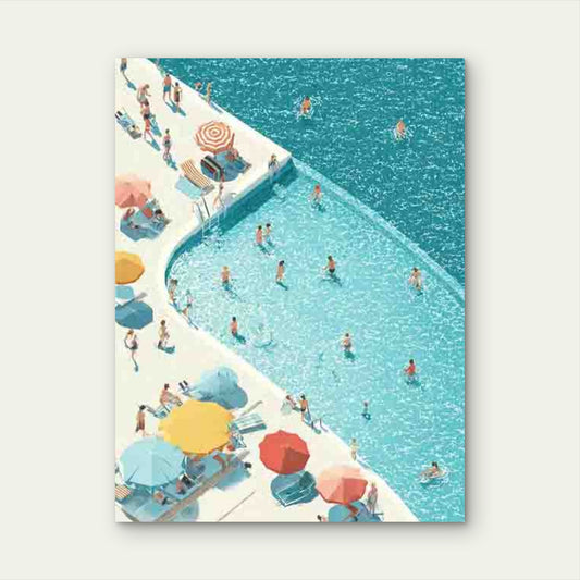 Adorable Tiny Swimmers in a Pool 40x60cm Metal Print Ready to Hang