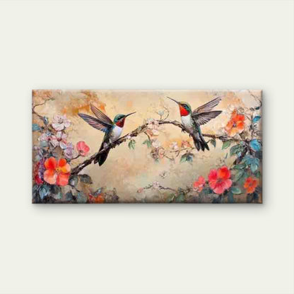 Hummingbird in Garden Wall Art Canvas Office Home Room Framed 120x60cm
