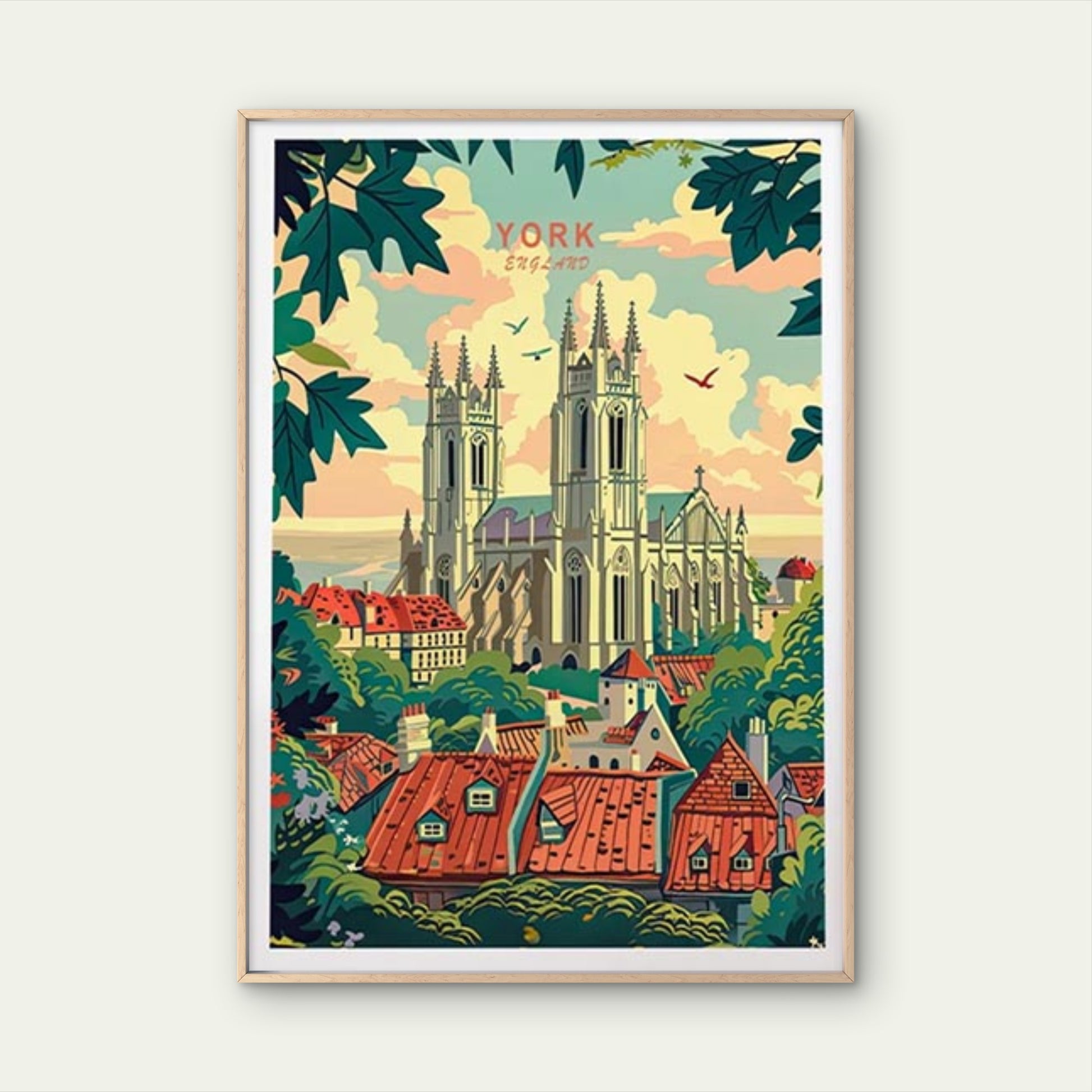 York City in England, York Minster Art Travel Poster Print Wall Art - Bella Home Decor