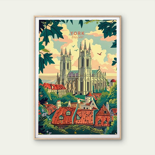 York City in England, York Minster Art Travel Poster Print Wall Art - Bella Home Decor