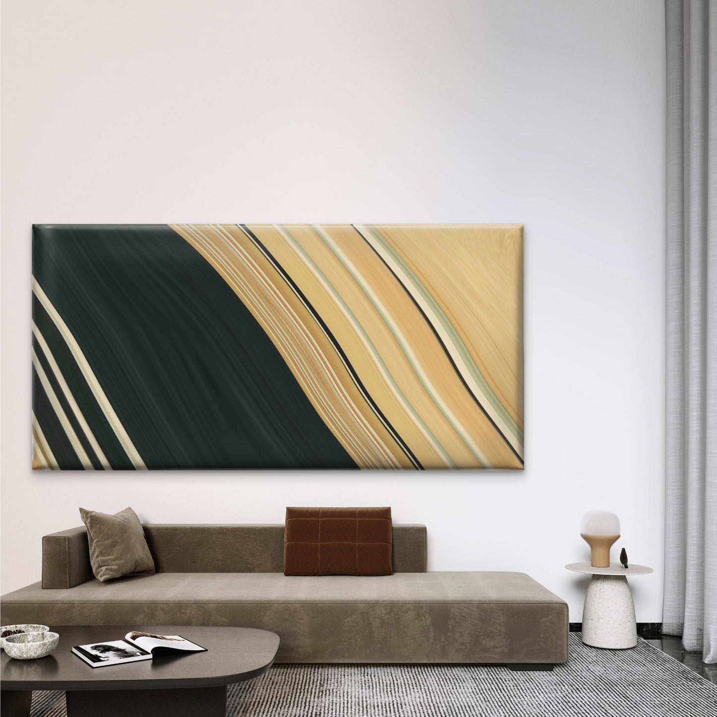 Abstract Wavy Background Wall Art Canvas Office Home Room Framed 120x60cm