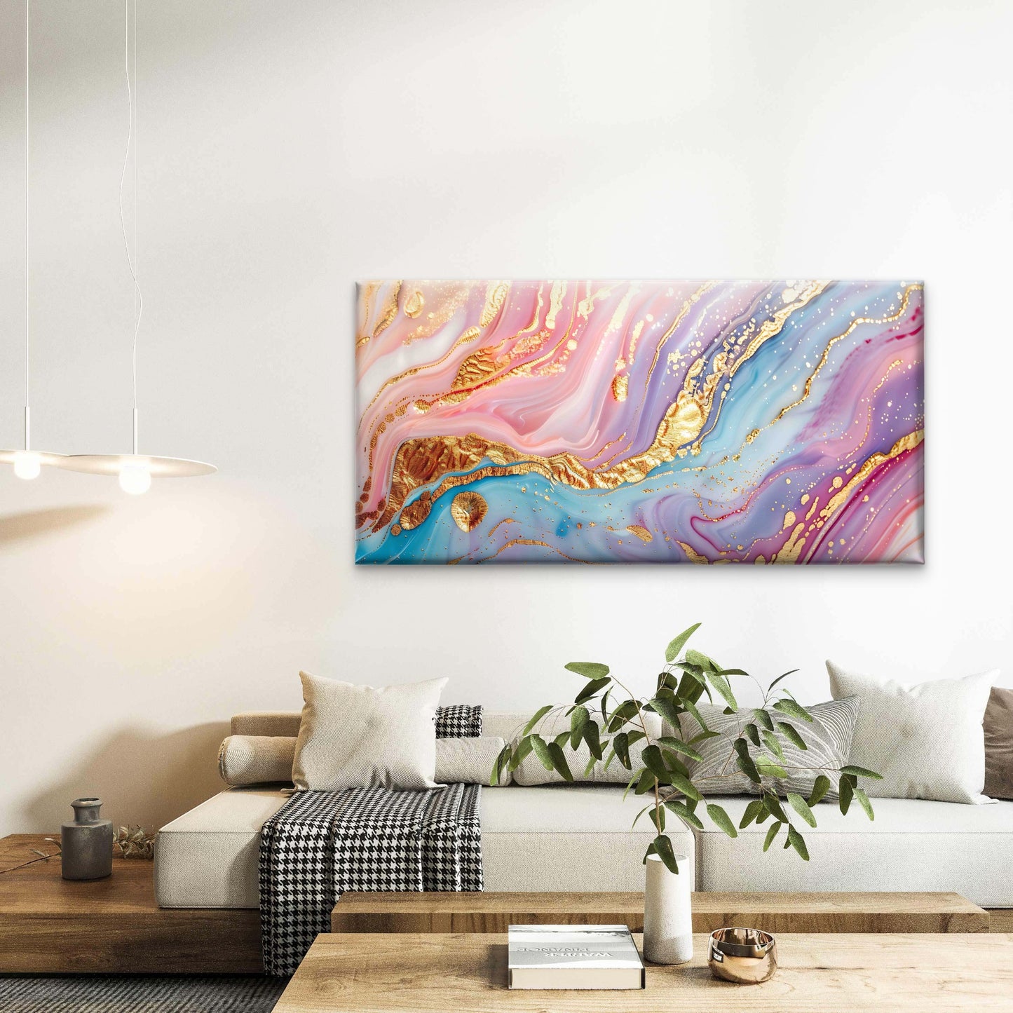 Colorful Glitter Marble Pattern Wall Art Canvas Office Home Room Framed 120x60cm - Bella Home Decor
