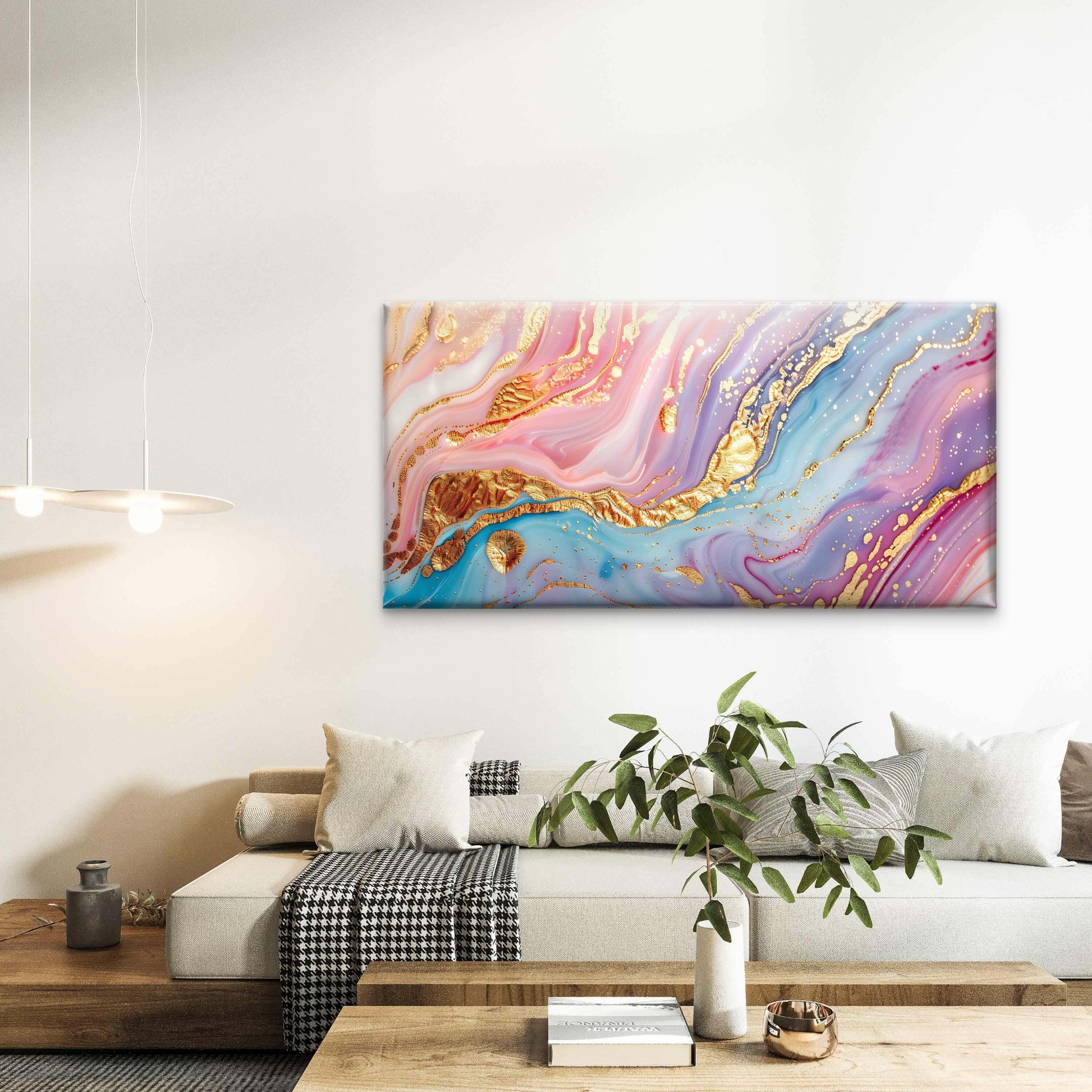 Colorful Glitter Marble Pattern Wall Art Canvas Office Home Room Framed 120x60cm - Bella Home Decor