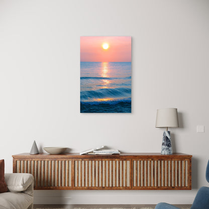 Scenic Pastel Ocean Wave Sunset View 40x60cm Metal Print Ready to Hang