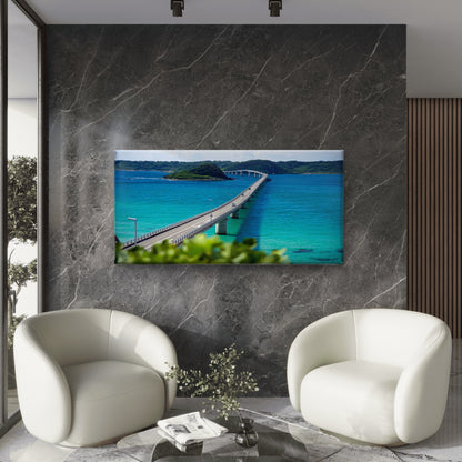 Ocean Highway Bridge Wall Art Canvas Office Home Room Framed 120x60cm