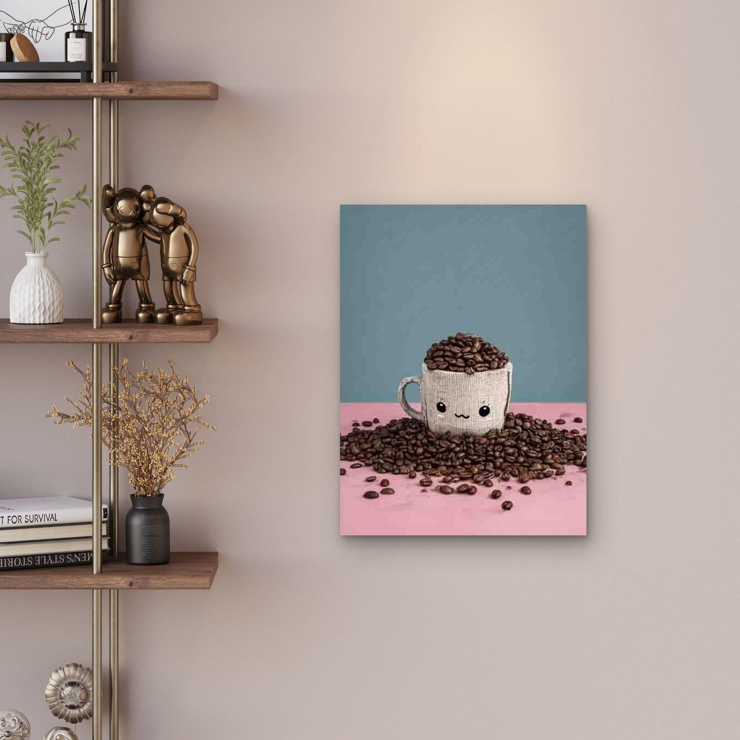 Coffee Cup with Beans 60x90cm Metal Print Ready to Hang