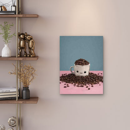 Coffee Cup with Beans 60x90cm Metal Print Ready to Hang