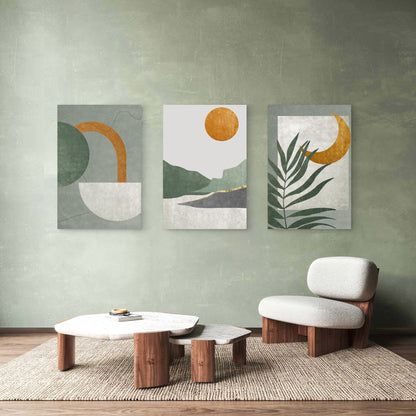 3pcs Sage Green Boho Abstract Botanical  Wall Art Set Canvas Framed 60x90cm - High Quality Print 100% Australian Made Wall Canvas Ready to Hang