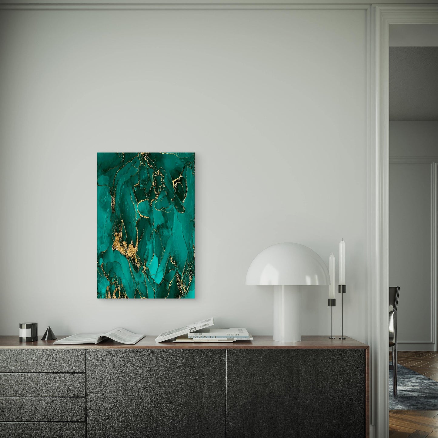 Green Gold Pattern Background 60x90cm Metal Print Ready to Hang