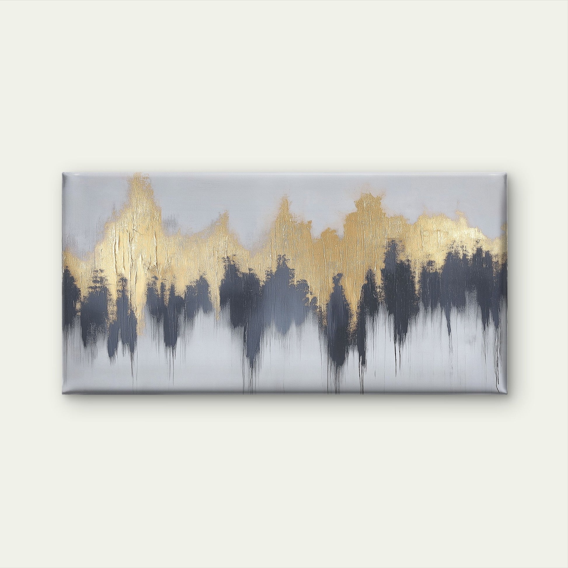 Abstract Textured Gold Line Wall Art Canvas Office Home Room Framed 120x60cm