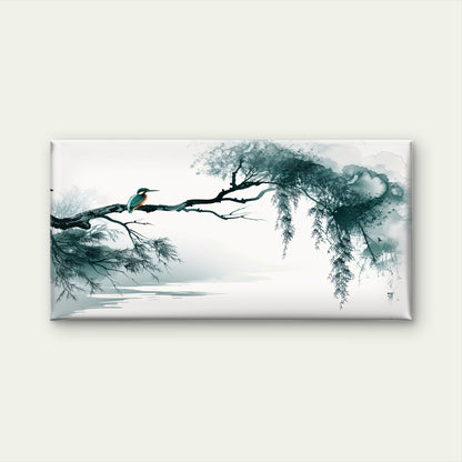 Kingfisher On A Branch Wall Art Canvas Office Home Room Framed 120x60cm