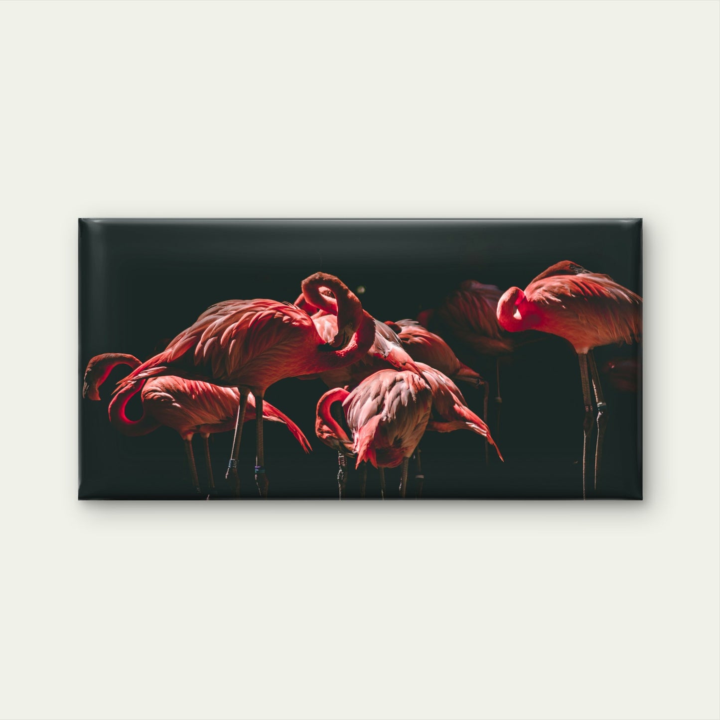 Flamingos At Night By Heike Wall Art Canvas Office Home Room Framed 120x60cm