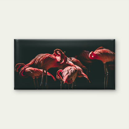 Flamingos At Night By Heike Wall Art Canvas Office Home Room Framed 120x60cm