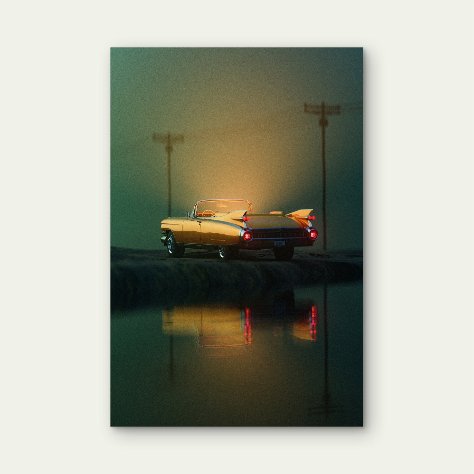 1959 Cadillac Eldorado Biarritz Convertible 40x60cm Metal Print Ready to Hang - Bella Home Decor