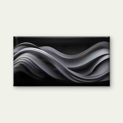 Abstract Wave Forms in Monochrome Wall Art Canvas Office Home Room Framed 120x60cm - Bella Home Decor