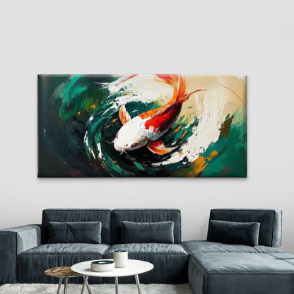 Abstract Koi Fish Painting Wall Art Canvas Office Home Room Framed 120x60cm
