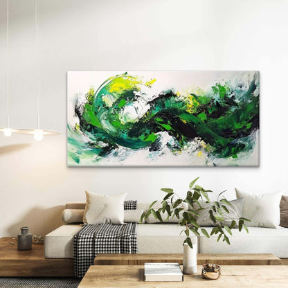 Green Tones & Dynamic Effects Wall Art Canvas Office Home Room Framed 120x60cm