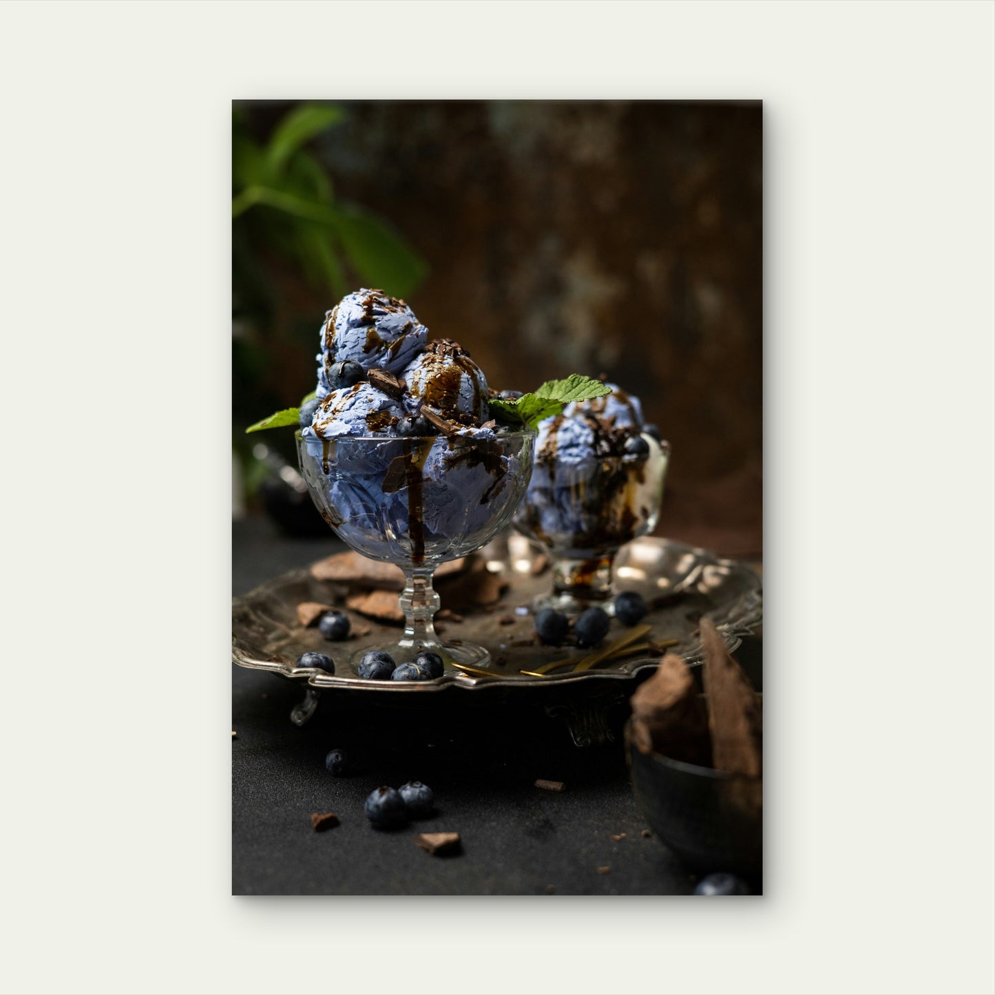 Blueberry Ice Cream Dessert 60x90cm Metal Print Ready to Hang