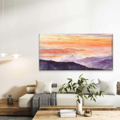 Misty Mountain at Sunset Wall Art Canvas Office Home Room Framed 120x60cm