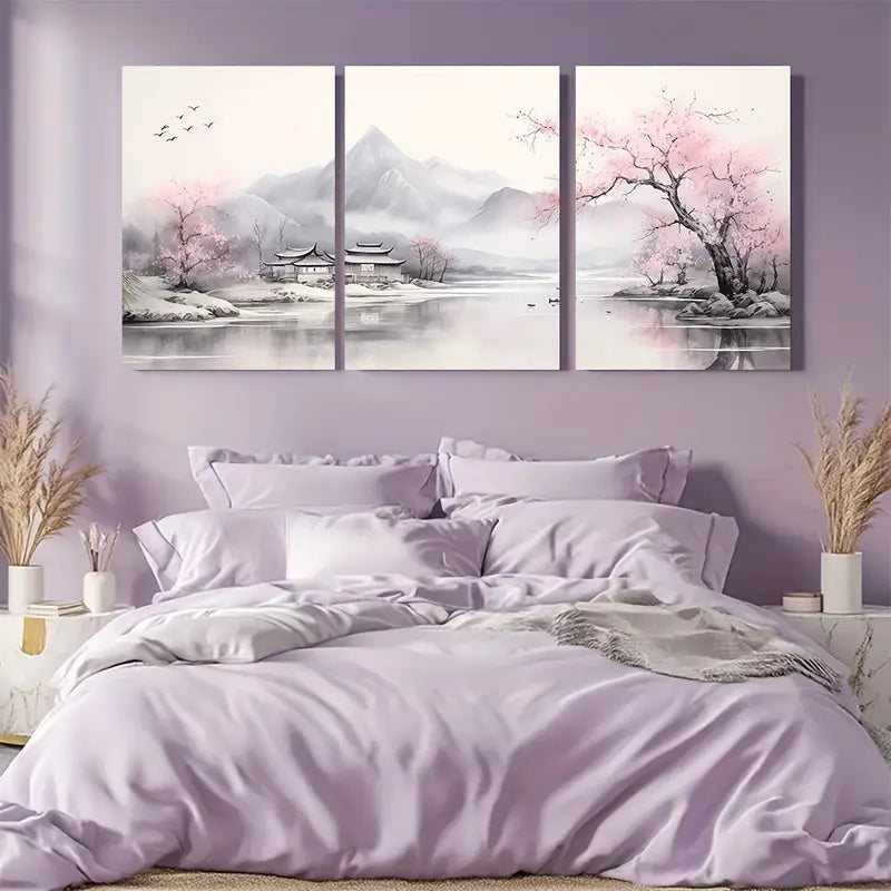 3pcs Light Luxury Landscape Waterfall Scenery Metal Print Ready to Hang Art