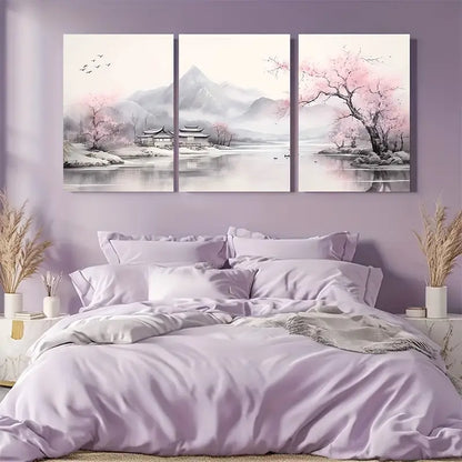 3pcs Light Luxury Landscape Waterfall Scenery Metal Print Ready to Hang Art