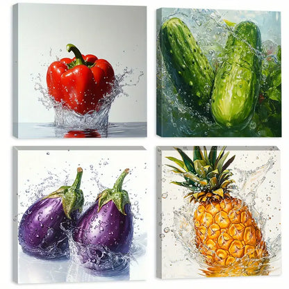 4pcs Freshness Art Print  Aesthetic Wall Art Canvas Framed