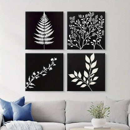 4pcs Minimalist Paintings, Natural Forms  Wall Art Canvas Framed