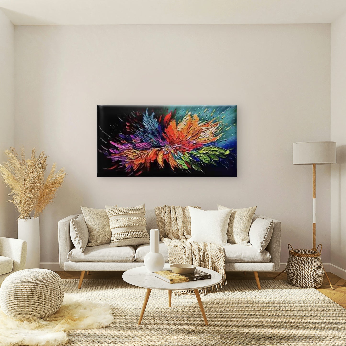 Abstract of A Colorful Flower Wall Art Canvas Office Home Room Framed 120x60cm - Bella Home Decor