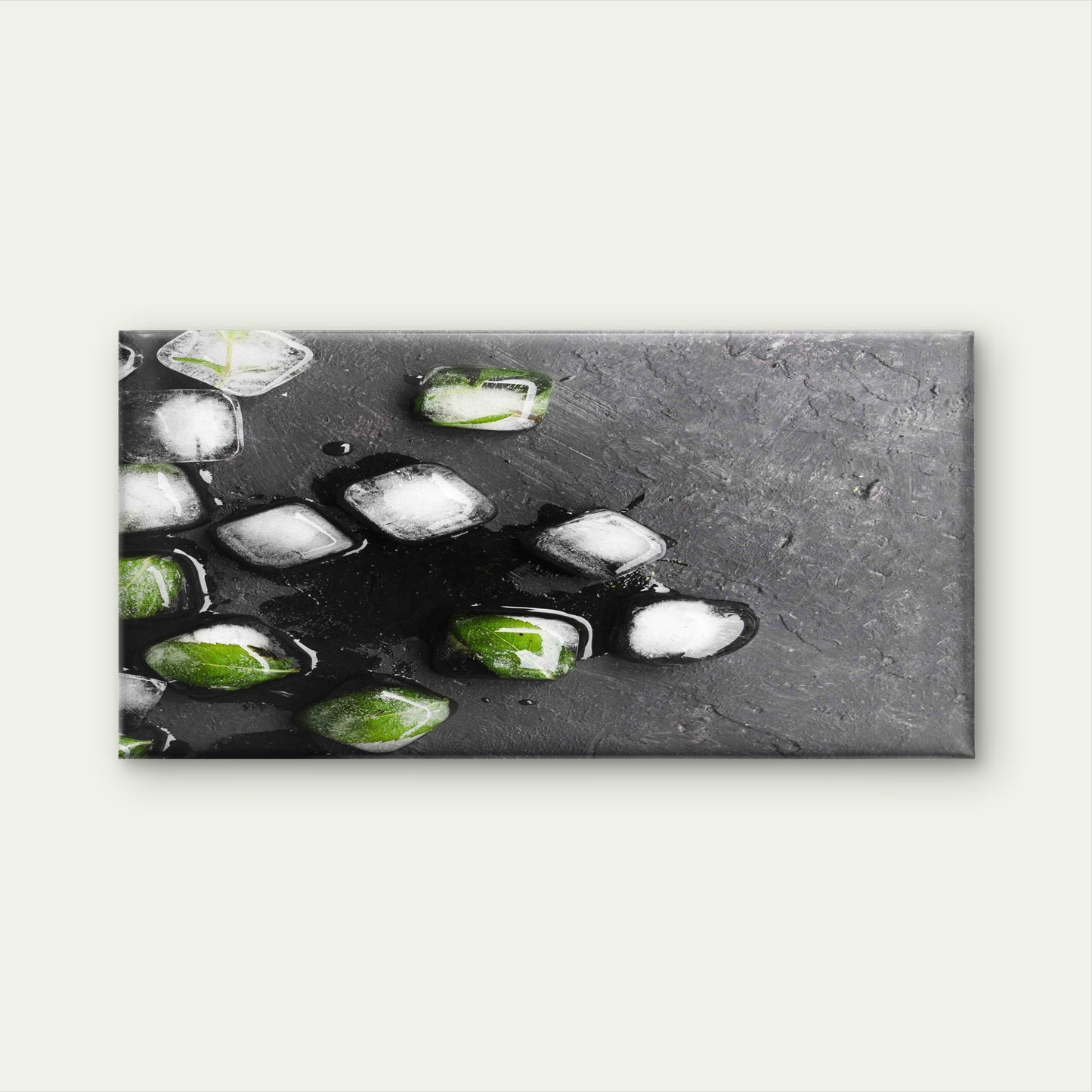 Ice Cubes With Mint Wall Art Canvas Office Home Room Framed 120x60cm