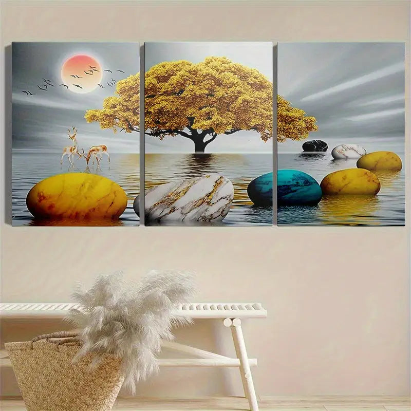 3pcs Marble Water Metal Print Ready to Hang Art