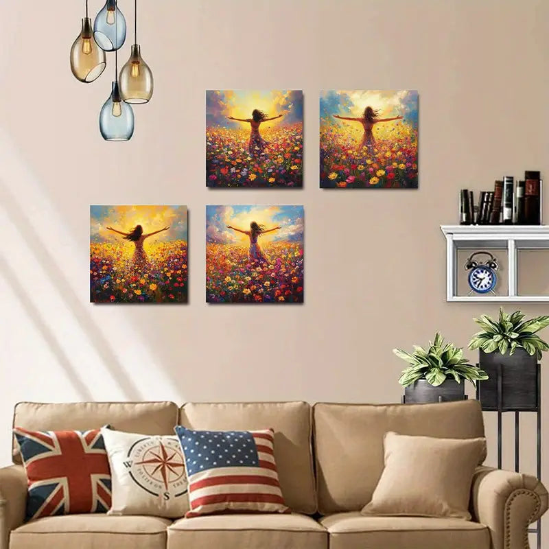 4pcs Hanada Ma Picture Artwork Wall Art Decor Wall Art Canvas Framed