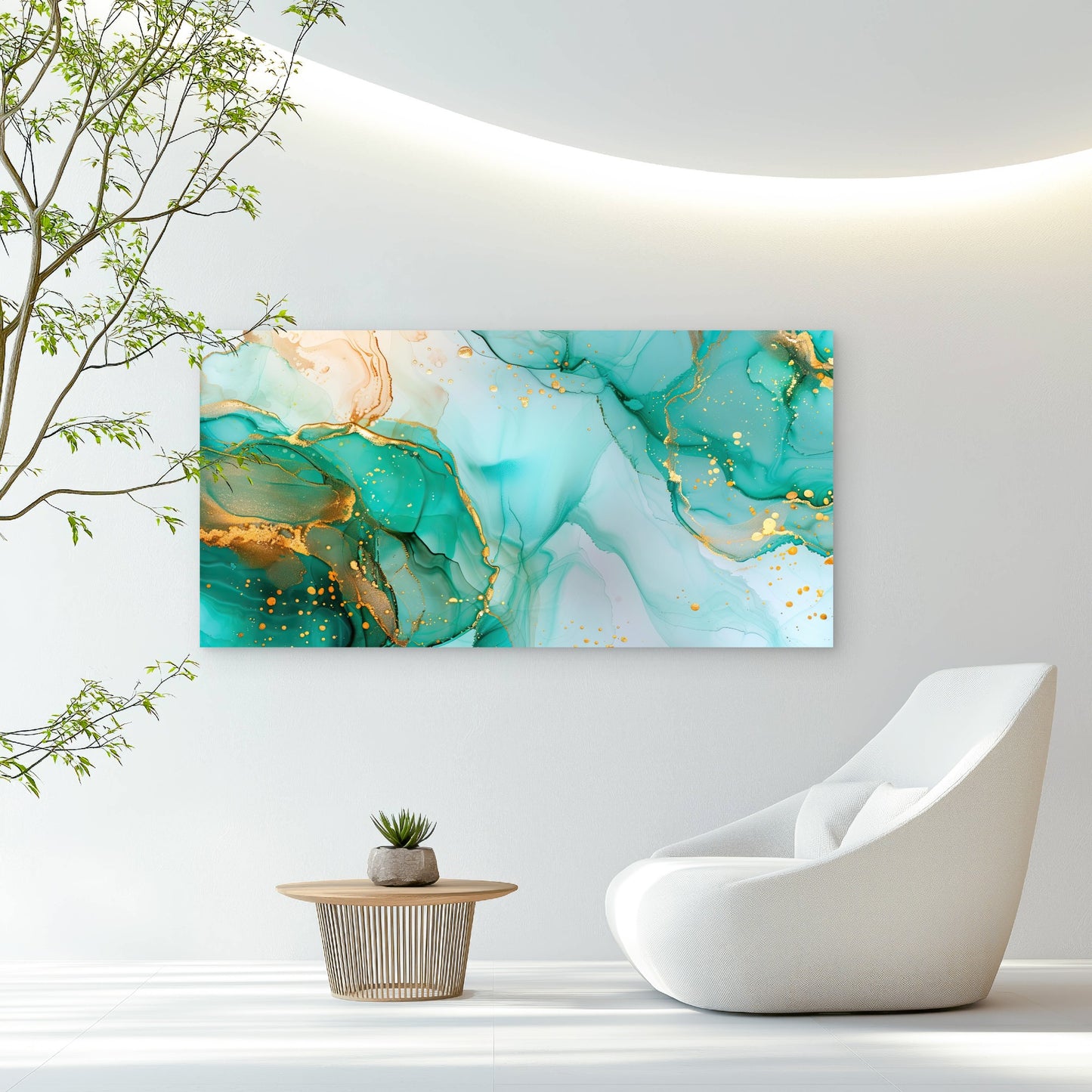 Emerald Shore Golden Sands Wall Art Canvas Office Home Room Framed 120x60cm