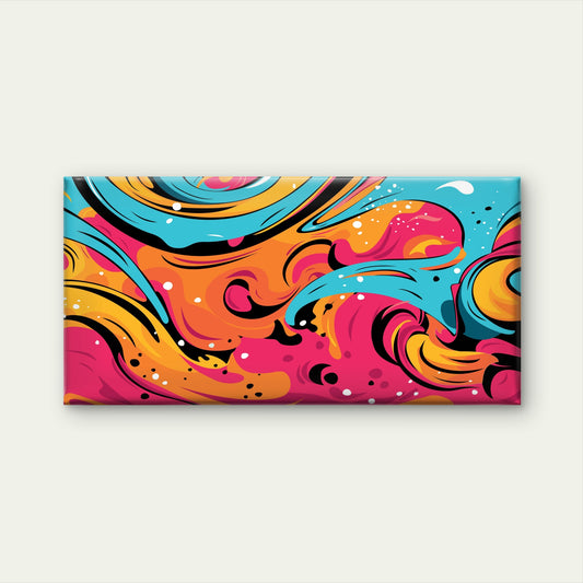 Modern Retro Fluid Wave Mix Wall Art Canvas Office Home Room Framed 120x60cm