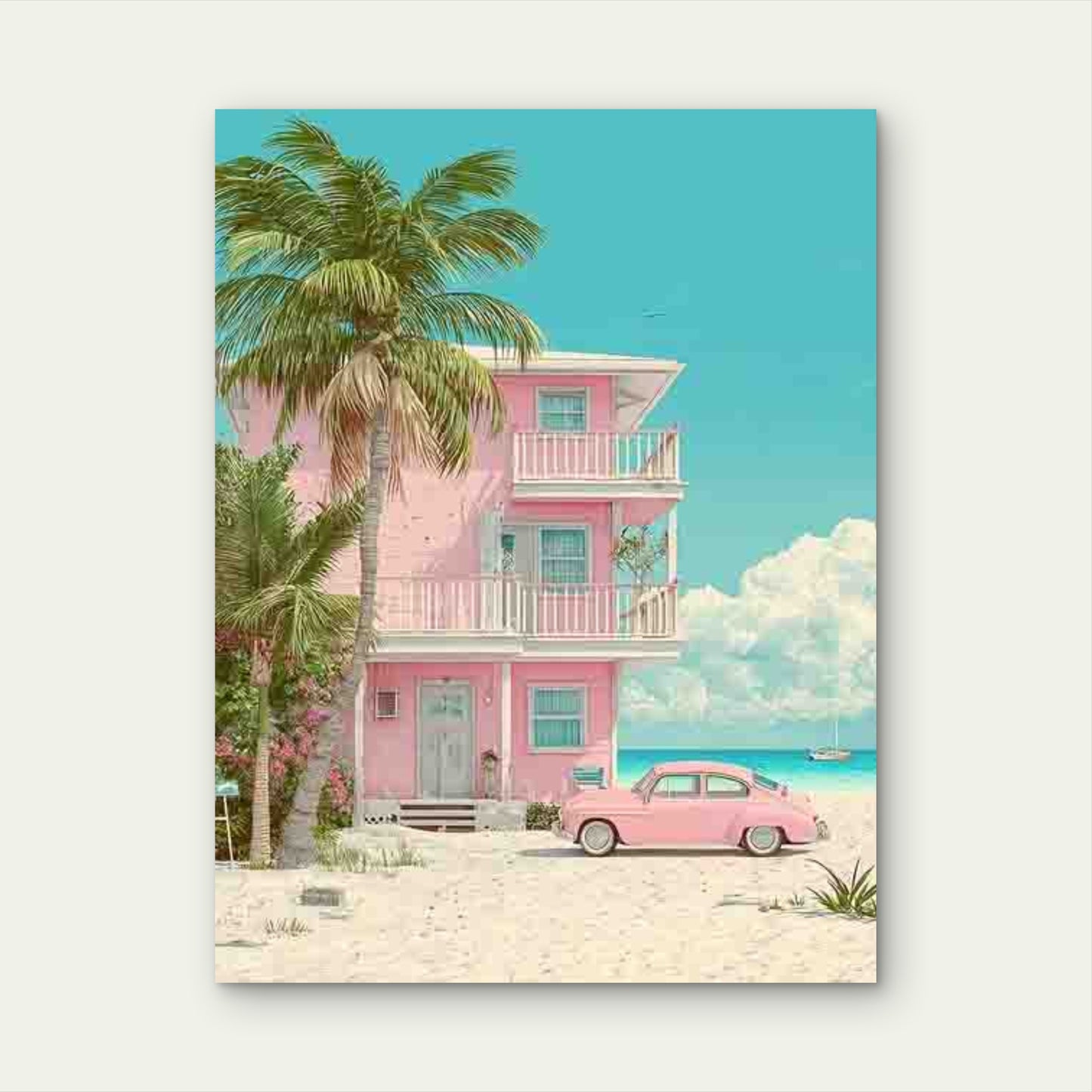 Pink Coastal Beach 60x90cm Metal Print Ready to Hang