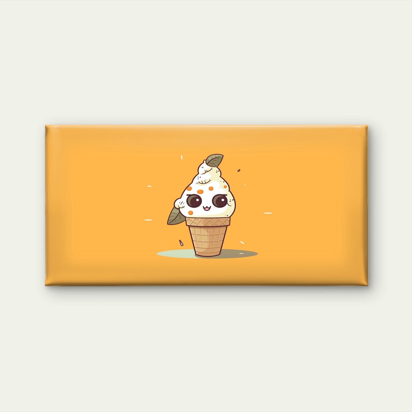 Kawaii Cute Ice Cream Orange Wall Art Canvas Office Home Room Framed 120x60cm